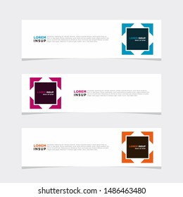 Abstract geometric web design banner template isolated on dark grey background