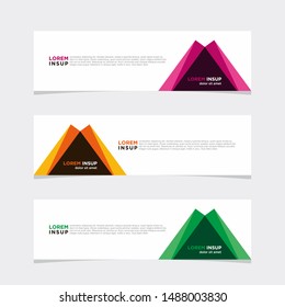 Abstract geometric web design banner template isolated on dark grey background