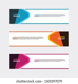 abstract geometric web design banner template isolated on dark grey background