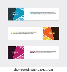 abstract geometric web design banner template isolated on dark grey background