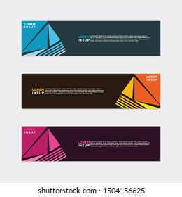 abstract geometric web design banner template isolated on dark grey background