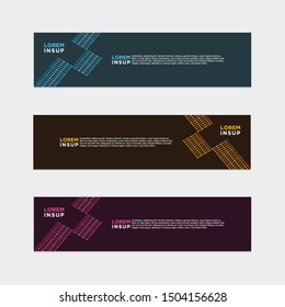 abstract geometric web design banner template isolated on dark grey background