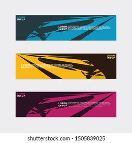 abstract geometric web design banner template isolated on dark grey background