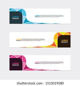 abstract geometric web design banner template isolated on dark grey background
