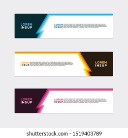 abstract geometric web design banner template isolated on dark grey background