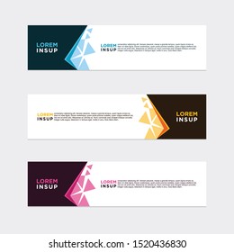 abstract geometric web design banner template isolated on dark grey background