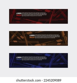plantilla de banner de diseño web geométrico abstracto aislado en fondo gris oscuro