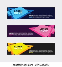 abstract geometric web design banner template isolated on dark grey background
