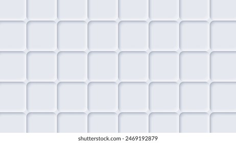 Abstract geometric white 3D background with soft squares. Vector illustration for decor, wallpaper, covers, posters or banners.