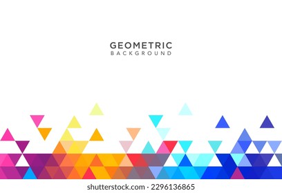 Abstract geometric white background with colorfull triangle shapes