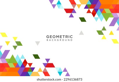 Abstract geometric white background with colorfull triangle shapes