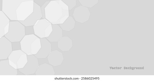 abstract geometric white background with hexagonal and copy space