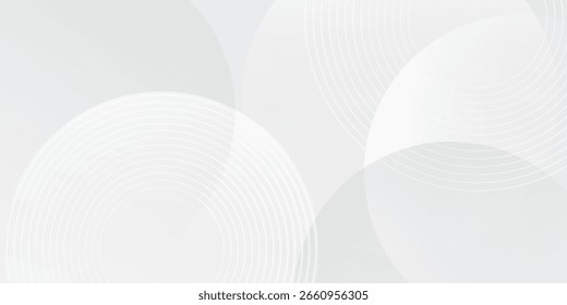 Abstract geometric white background overlapping layers in a bright space with line effect decoration. Circle style concept of modern graphic design elements.