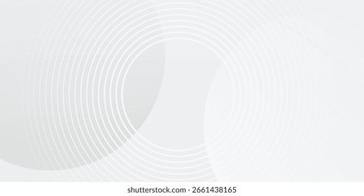 Abstractas fondo blanco geométrico que se superpone en un espacio brillante con efecto de línea de puntos. Concepto de estilo de círculo elemento de Diseño gráfico moderno para el Anuncio, Arte vectorial moderno.