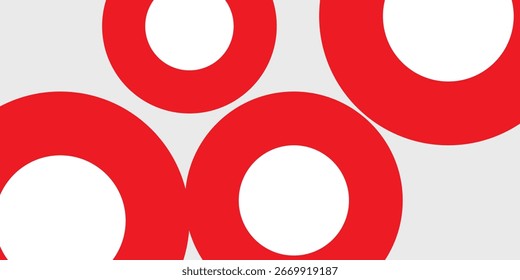 Fundo branco geométrico abstrato sobreposto com camadas em um espaço brilhante com decoração de efeito de linha. Elementos de design gráfico de conceito de estilo de círculo para banner vermelho e branco, Eps 10.