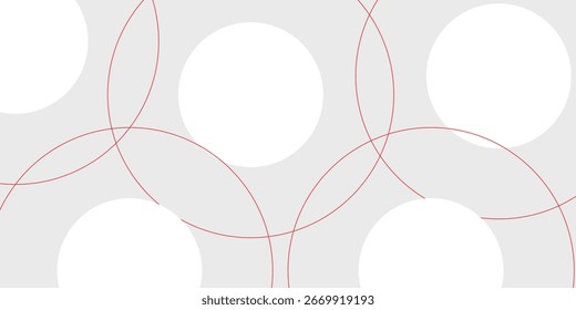 Abstract geometric white background overlapping with layers on a bright space with line effect decoration. Circle style concept graphic design elements for red and white banner, Eps 10, modern.