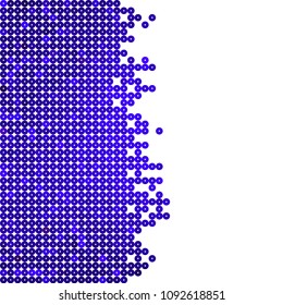 Abstract geometric white blue background. 
Blue circles or dots on white space. Random color. Shades of blue. Digital style.