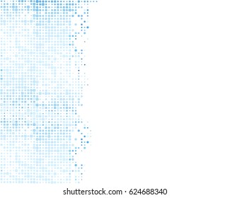 Abstract geometric white blue background with halftone effect. Mesh of random circles. Different size dots.