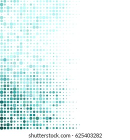 Abstract geometric white blue background with halftone effect. Mesh of random circles. Different size dots.