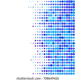 Abstract geometric white blue background with halftone effect. Mesh of random circles. Different size dots.