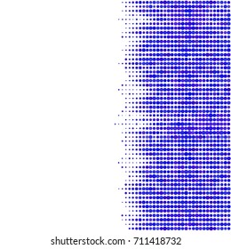 Abstract geometric white blue background with halftone effect. Mesh of random circles. Different size dots.