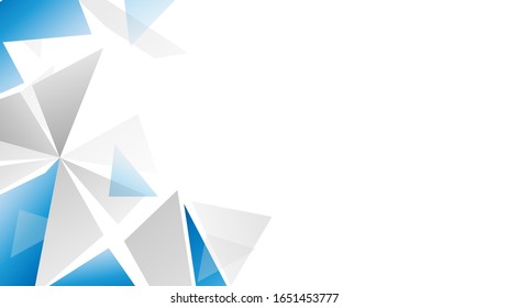 Abstract geometric white and blue polygon or lowpoly vector technology concept background. EPS10 illustration style design. 