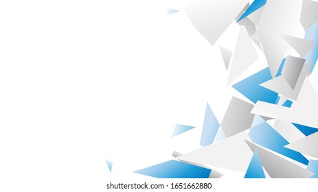 Abstract geometric white and blue polygon or lowpoly vector technology concept background. EPS10 illustration style design. 