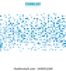 Abstract geometric white and blue squares pattern background and texture with copy space. Technology data style. Mosaic grid. Vector illustration