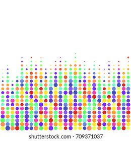 Abstract geometric white colored background with halftone effect. Mesh of random circles. Different size dots.