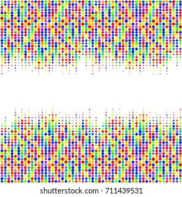Abstract geometric white colored background with halftone effect. Mesh of random circles. Different size dots.