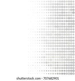 Abstract geometric white gray background with halftone effect. Mesh of random circles. Different size dots.
