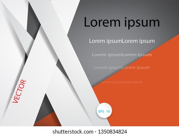 Abstract geometric White, gray and black and orange color Card papers A-4 zice for text message with layer background, Business Concept, vector illustration 