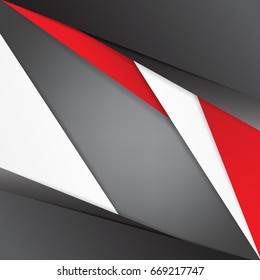 Abstract geometric White, gray and black and red color Card papers for text message with layer background, Business Concept, vector illustration