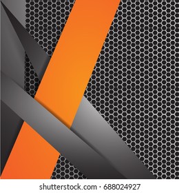 Abstract geometric White, gray and black and Orange color Card papers for text message with layer background, Business Concept, vector illustration