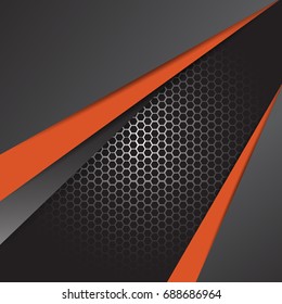 Abstract geometric White, gray and black and Orange color Card papers for text message with layer background, Business Concept, vector illustration