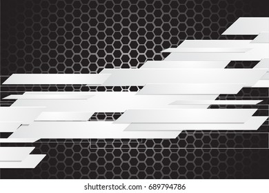 Abstract geometric White, gray and black Card papers for text message with layer background, Business Concept, vector illustration