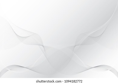 Abstract geometric white and gray color background with wave element. Vector, illustration.