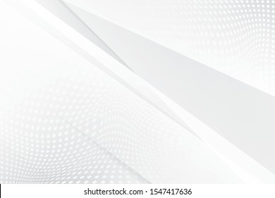 Abstract geometric white and gray color background with halftone effect.