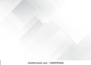 Abstract geometric white and gray color background with halftone effect.