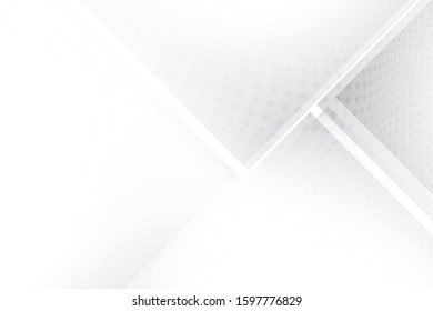 Abstract geometric white and gray color background with halftone effect.