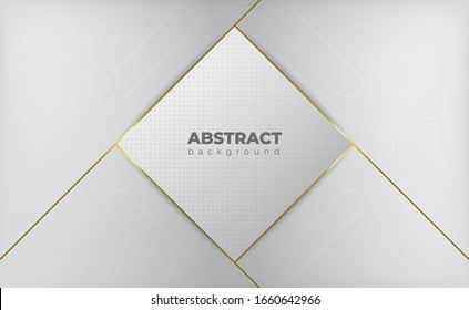 Abstract geometric white and gray color background. with gold lines