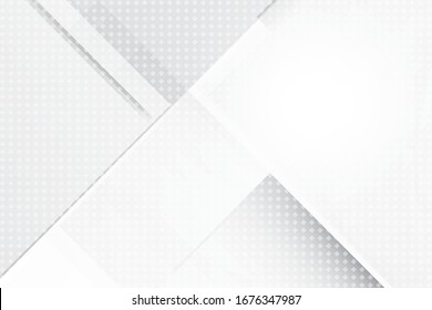 Abstract geometric white and gray color background with halftone effect. Vector, illustration. 