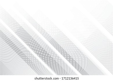 Abstract geometric white and gray color background with halftone effect. Vector, illustration.