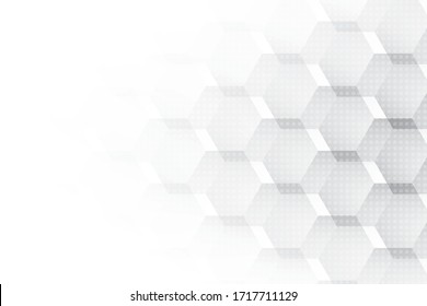 Abstrakter, geometrischer, weißer und grauer Hintergrund mit Halbtoneffekt. Vektorillustration, Illustration.
