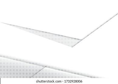 Abstract geometric white and gray color background with halftone effect. Vector, illustration.