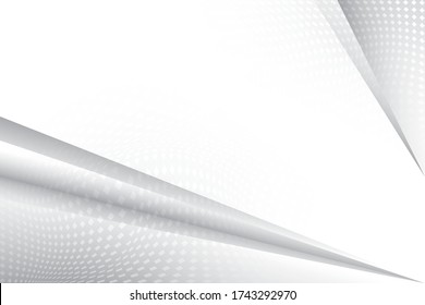 Abstract geometric white and gray color background with halftone effect. Vector, illustration.