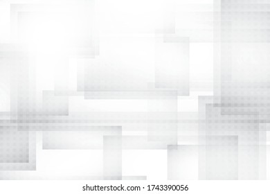 Abstract geometric white and gray color background with halftone effect. Vector, illustration.