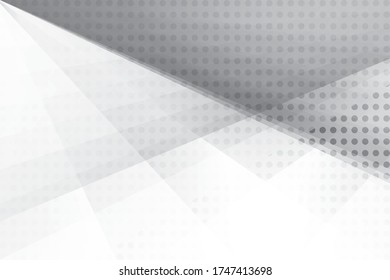Abstract geometric white and gray color background with halftone effect. Vector, illustration.