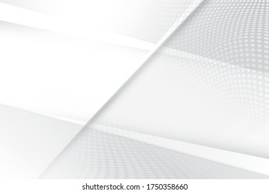 Abstract geometric white and gray color background with halftone effect. Vector, illustration.