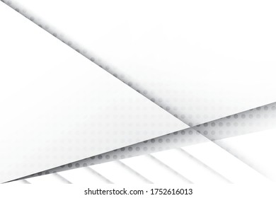 Abstract geometric white and gray color background with halftone effect. Vector, illustration.